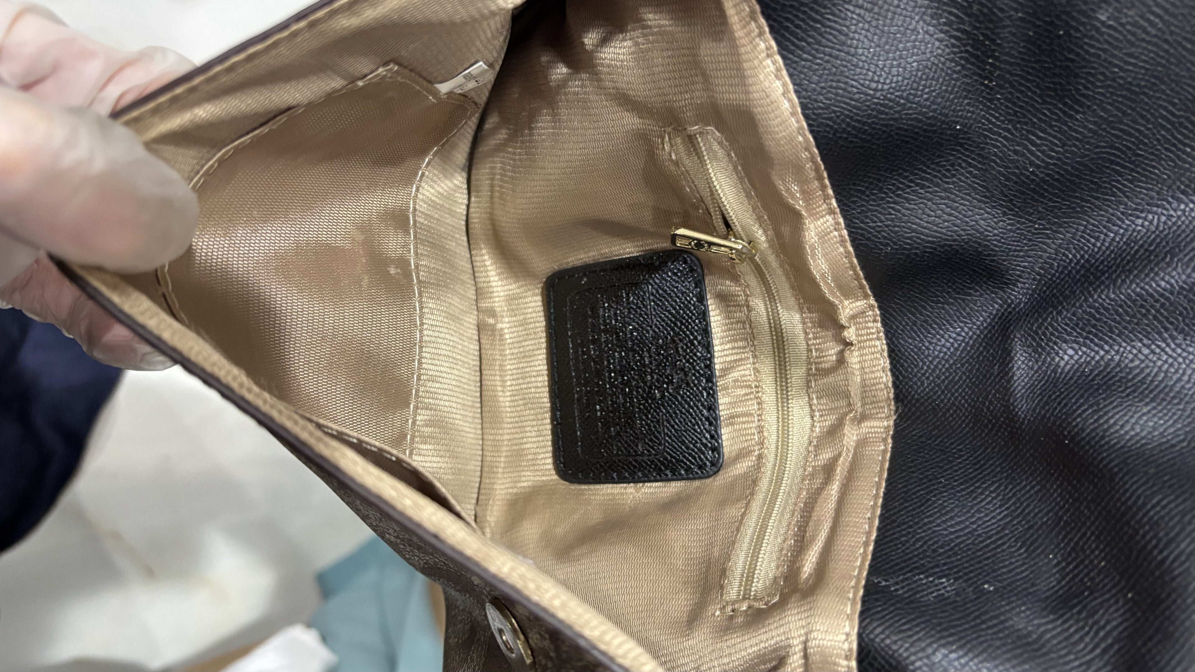 COACH NEW YORK Black Leather and Monogram Crossbody Bag
