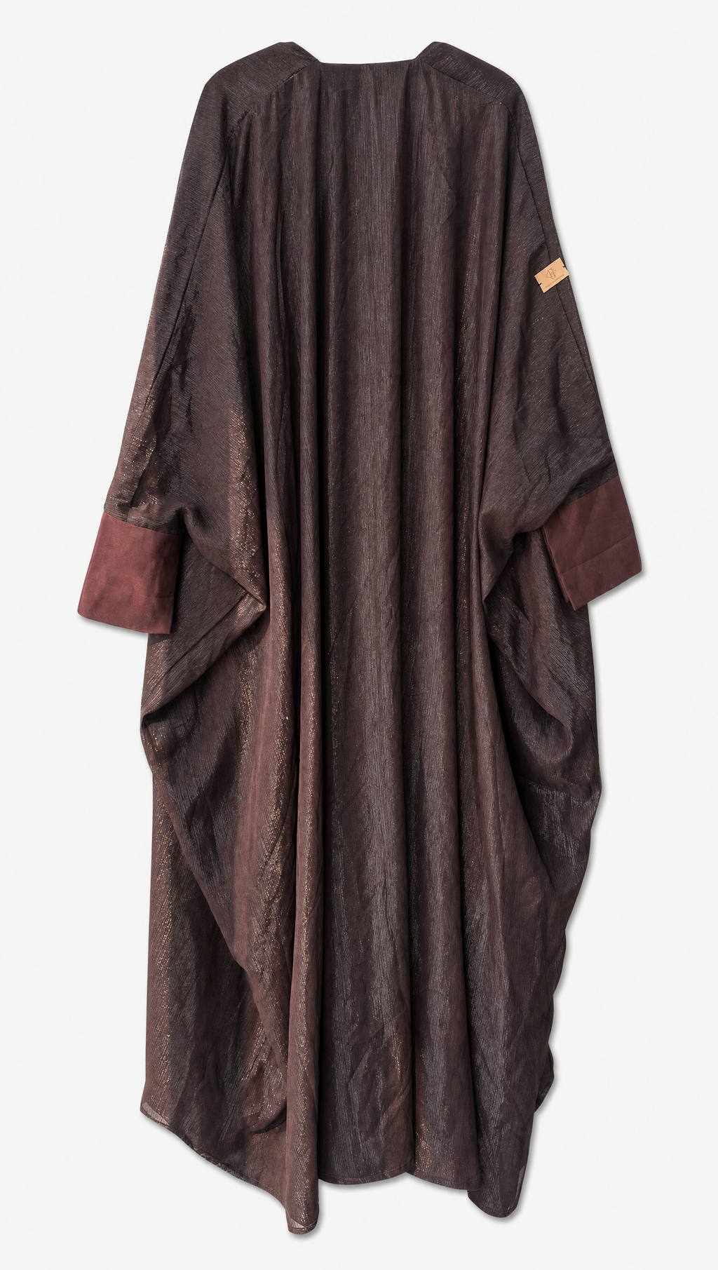 Women's Brown Metallic Open Front Draped Cape Abaya