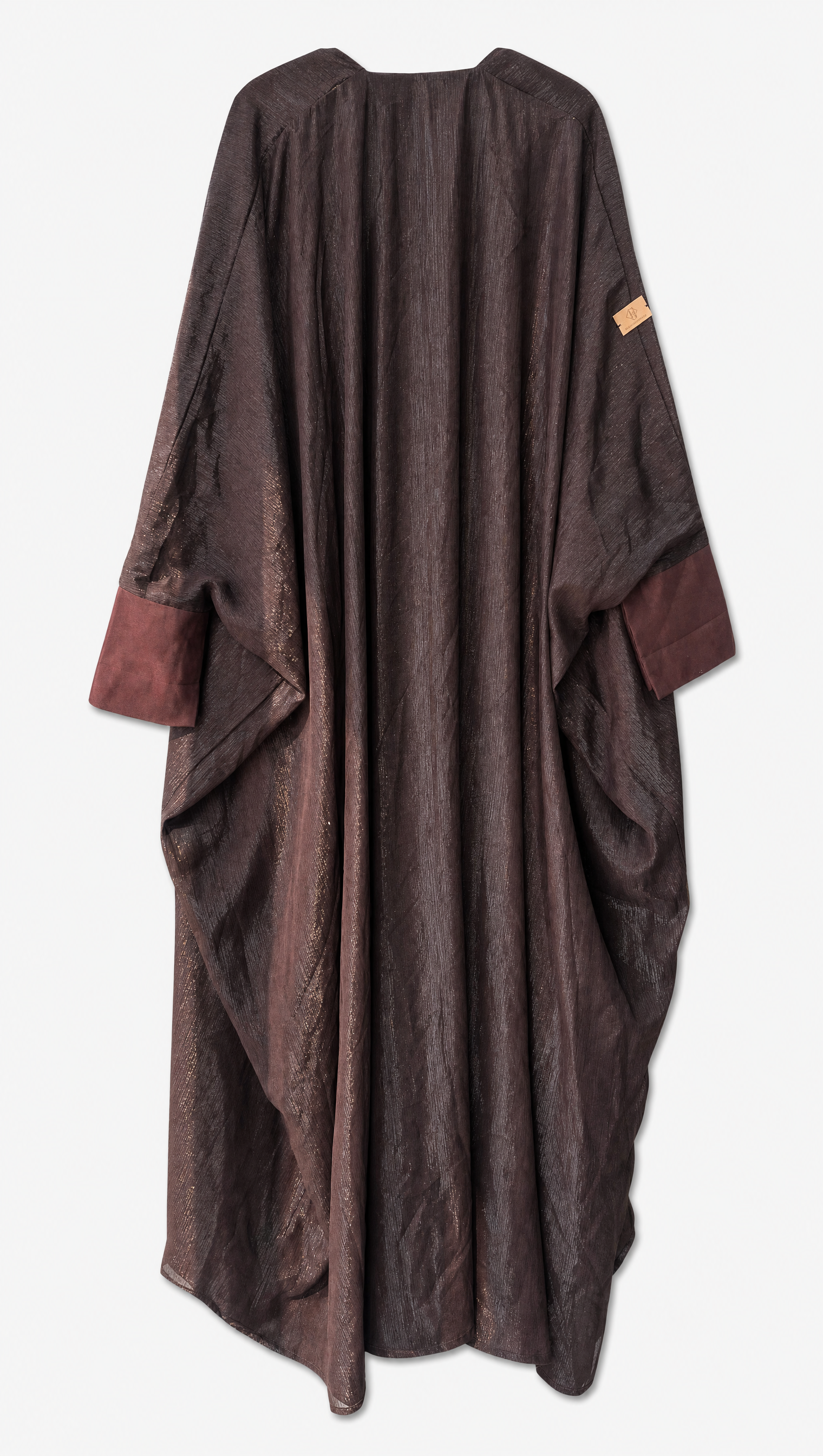 Women's Brown Metallic Open Front Draped Cape Abaya