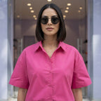SHEIN Hot Pink Relaxed Shirt and Shorts Co-ord Set