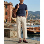 ZARA MAN Women's Off-White Casual Wide-Leg Linen Trousers