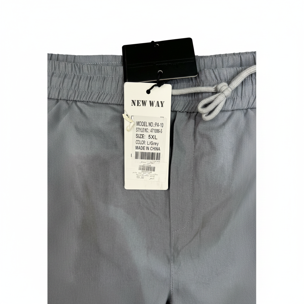 NEW WAY COLLECTION Men's Grey Elastic Waist Drawstring Trous