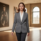EXPRESS Women's Grey Tailored Single-Button Office Blazer