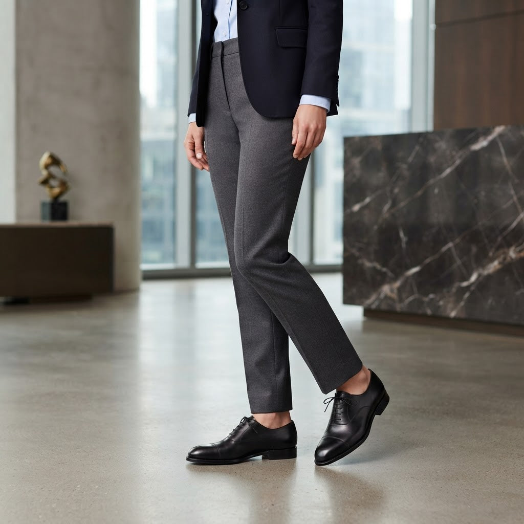 Men's Black Leather Cap-Toe Oxford Dress Shoes