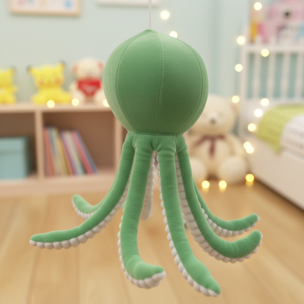 Green Plush Octopus Stuffed Toy for Kids
