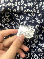 Navy Blue Floral Ditsy Mini Skirt with Elastic Waist