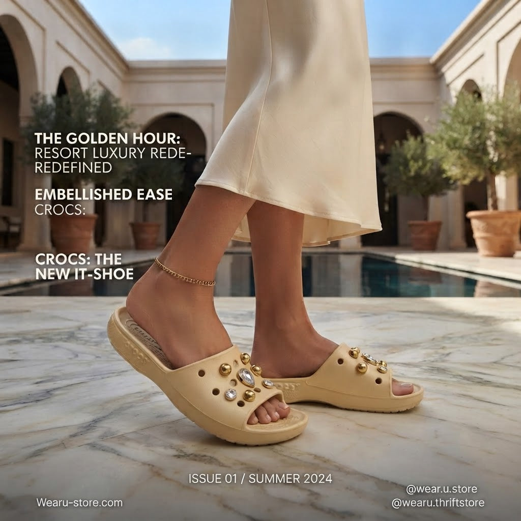 Crocs Cream Embellished Platform Slide Sandals with Crystals