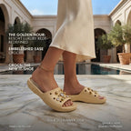Crocs Cream Embellished Platform Slide Sandals with Crystals