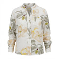 Women's Floral White Long Sleeve Mandarin Collar Shirt