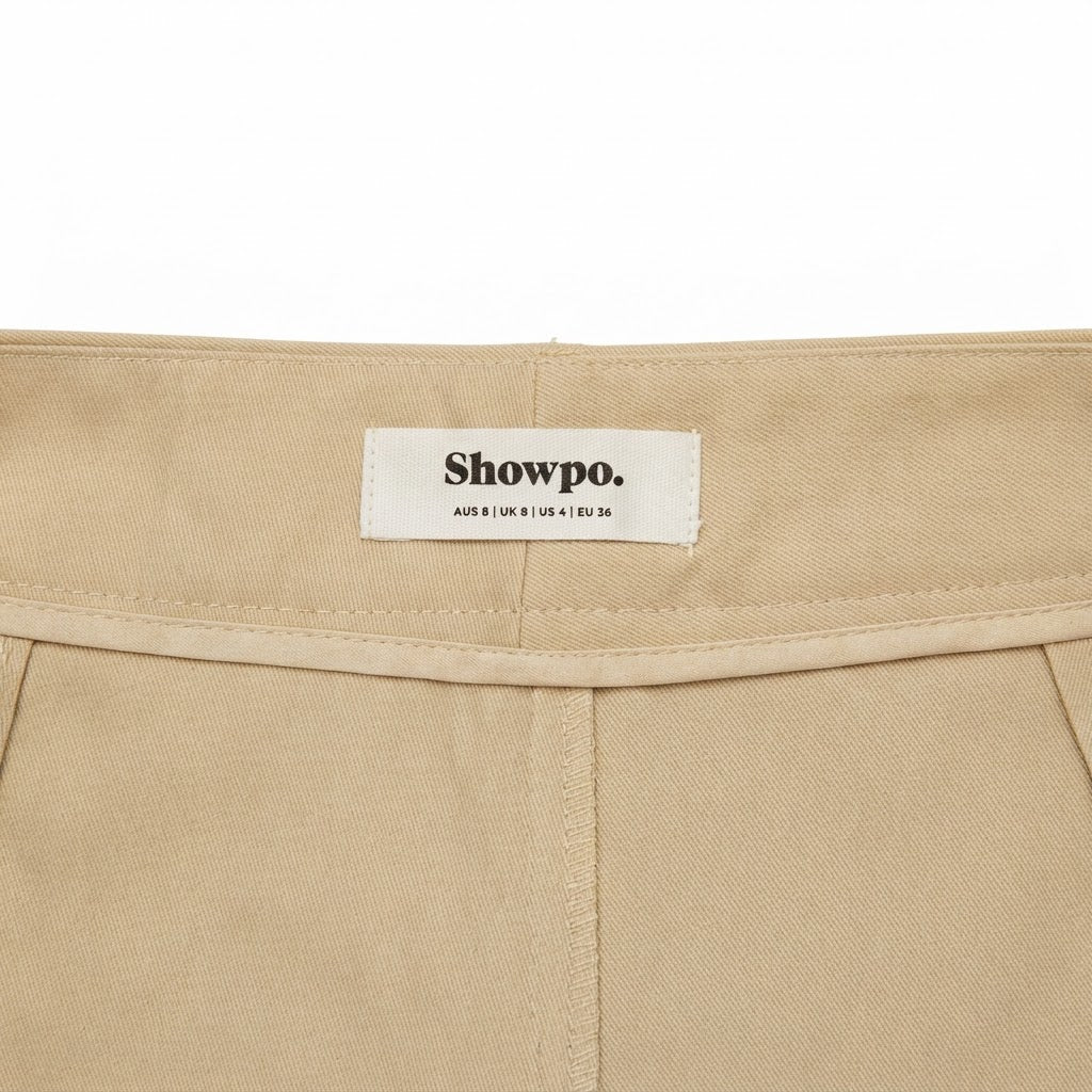 Women's Beige High-Waisted Wide-Leg Trousers