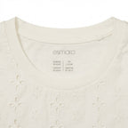 esmara Women's White Broderie Anglaise Yoke Cotton T-Shirt