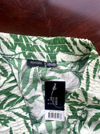 Vibrant Green Botanical Leaf Print Elastic Waist Shorts