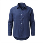 Women's Navy navy Oversized Linen Blend Button-Down Shirt