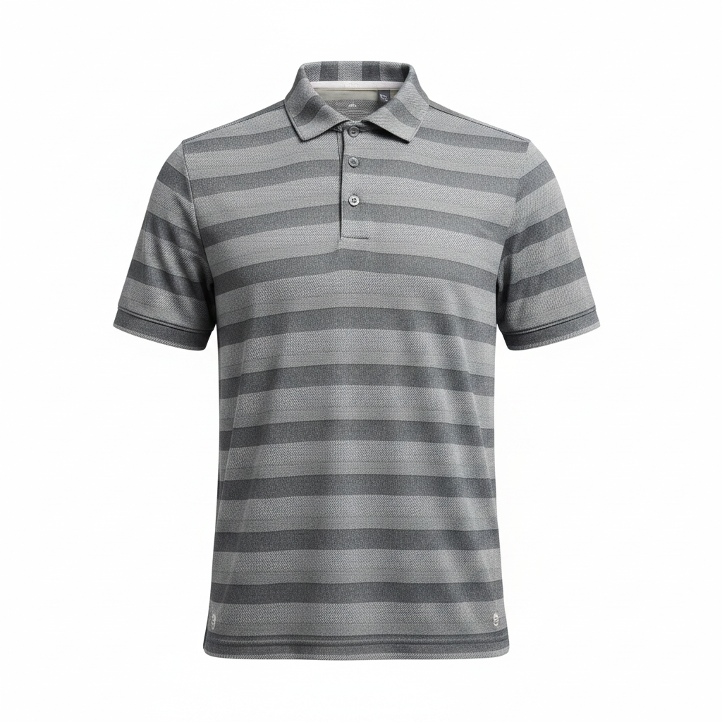 Men's Adidas Grey Striped Performance Polo Shirt