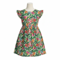 PRIMARK CARES Kids Green Tropical Floral Flutter Sleeve Dres