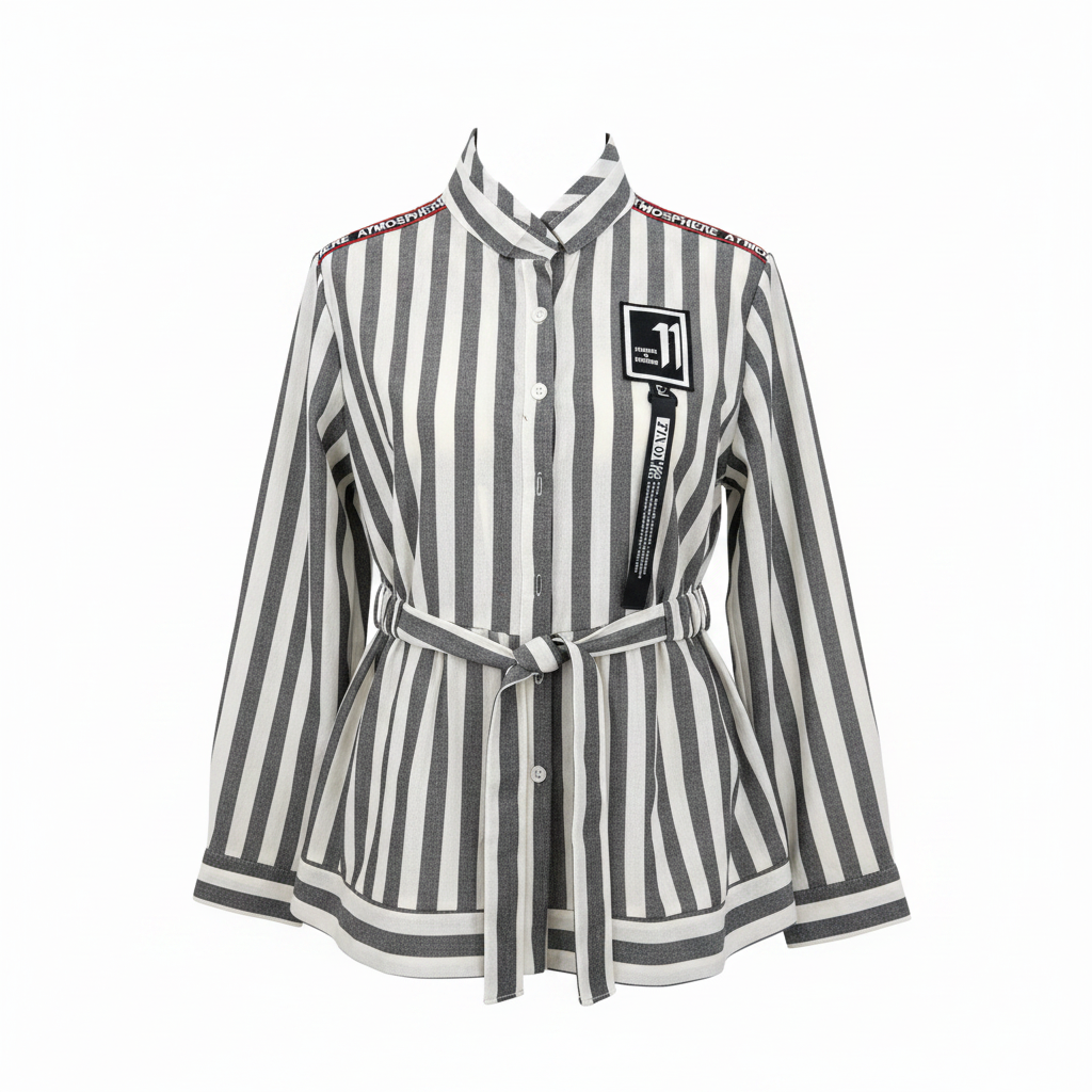 Atmosphere Women's Striped Tie-Waist Tunic Shirt