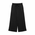 Women's Black Plissé Wide-Leg Pleated Culottes