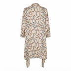 SHEIN Women's Beige Longline Chain Print Open-Front Cardigan
