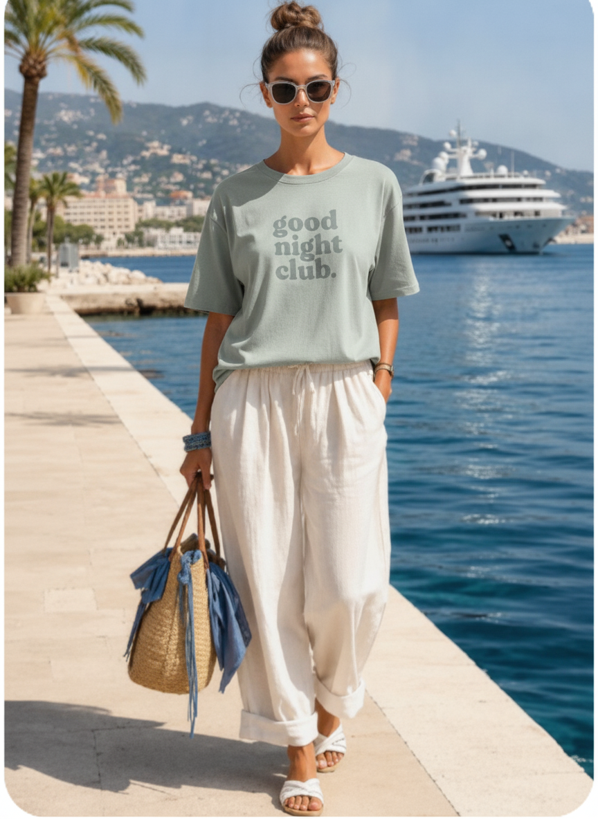 Target Sage Green Boxy Graphic T-Shirt - Good Night Club