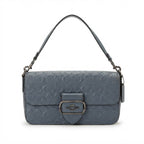 COACH NEW YORK Steel Blue Embossed Leather Shoulder Bag