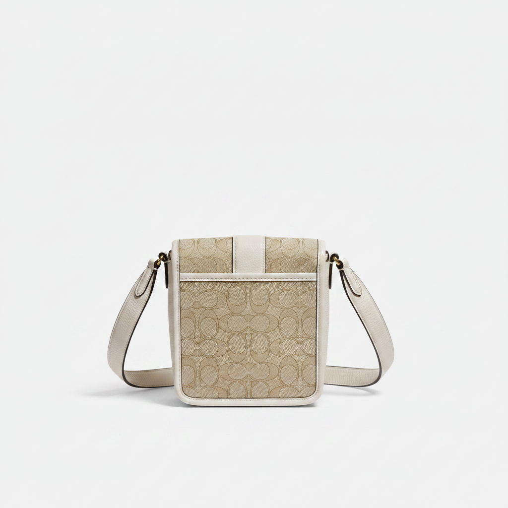 COACH Signature Monogram Canvas Crossbody Bag in Beige