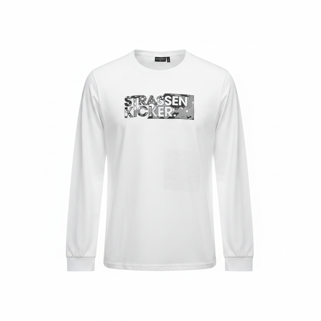 Strassenkicker Men's White Long Sleeve Camo Logo Shirt XXL
