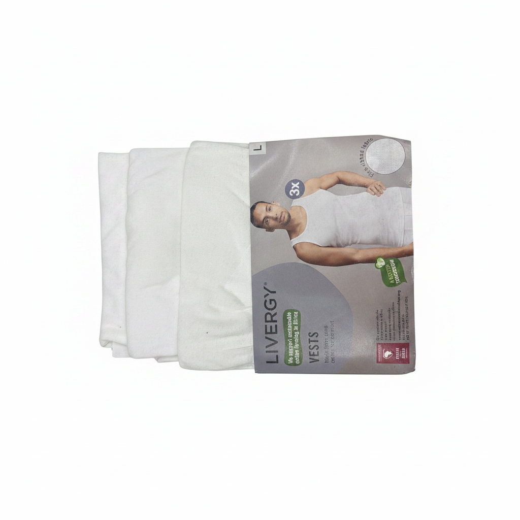Men's Livergy White Cotton Vests 3-Pack