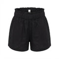 Women's Black High-Waisted Smocked Elasticated Shorts