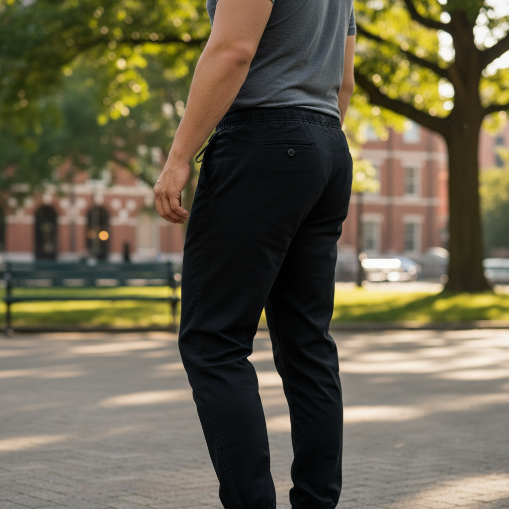 GALAXY BY HARVIC Men's Black Elasticated Waist Jogger Trouse