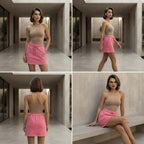 Bubblegum Pink Jersey Mini Skirt with Drawstring Waist