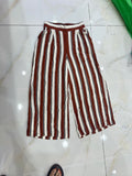 Women's Striped Wide Leg Culottes in Rust and Cream