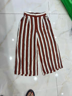 Women's Striped Wide Leg Culottes in Rust and Cream
