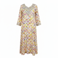 Women's Embellished Scallop Print Cotton Maxi Dress