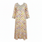 Women's Embellished Scallop Print Cotton Maxi Dress