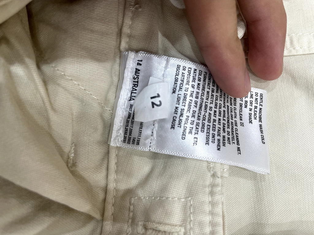 Women's Cream Cotton Cargo Trousers with Flap Pockets