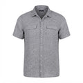 COLIN'S Men's Grey Melange Short Sleeve Button-Down Shirt
