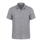 COLIN'S Men's Grey Melange Short Sleeve Button-Down Shirt