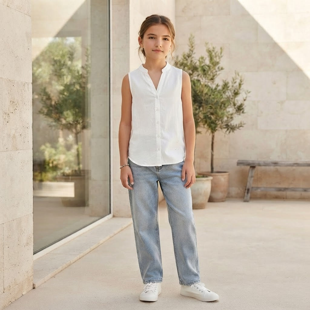 SHEIN White Short-Sleeve Relaxed Button-Front Shirt
