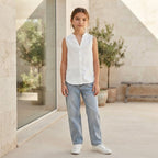 SHEIN White Short-Sleeve Relaxed Button-Front Shirt