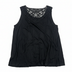 Women's Black Sleeveless Top with Embroidered Lace Yoke