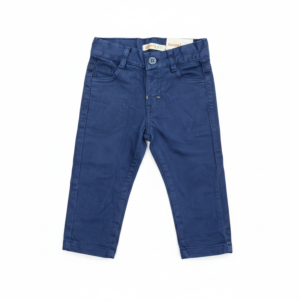 Babybol Navy Blue Cotton Stretch Chino Pants - Size 6M