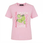 DECJUBA Baby Pink Graphic T-Shirt with Margarita Slogan