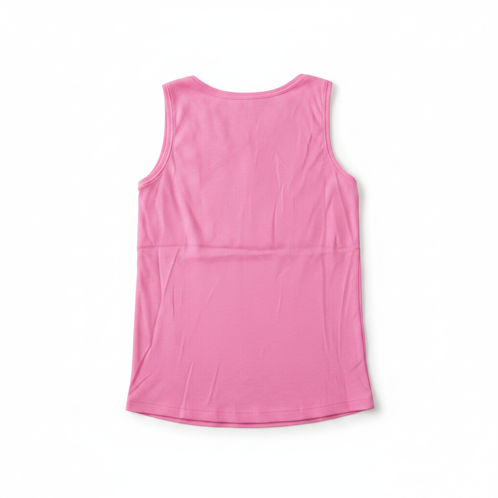 Women's Pink Ribbed Henley Tank Top