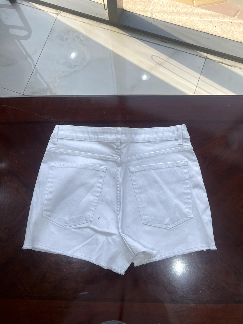 esmara White High-Waist Denim Shorts with Frayed Hem
