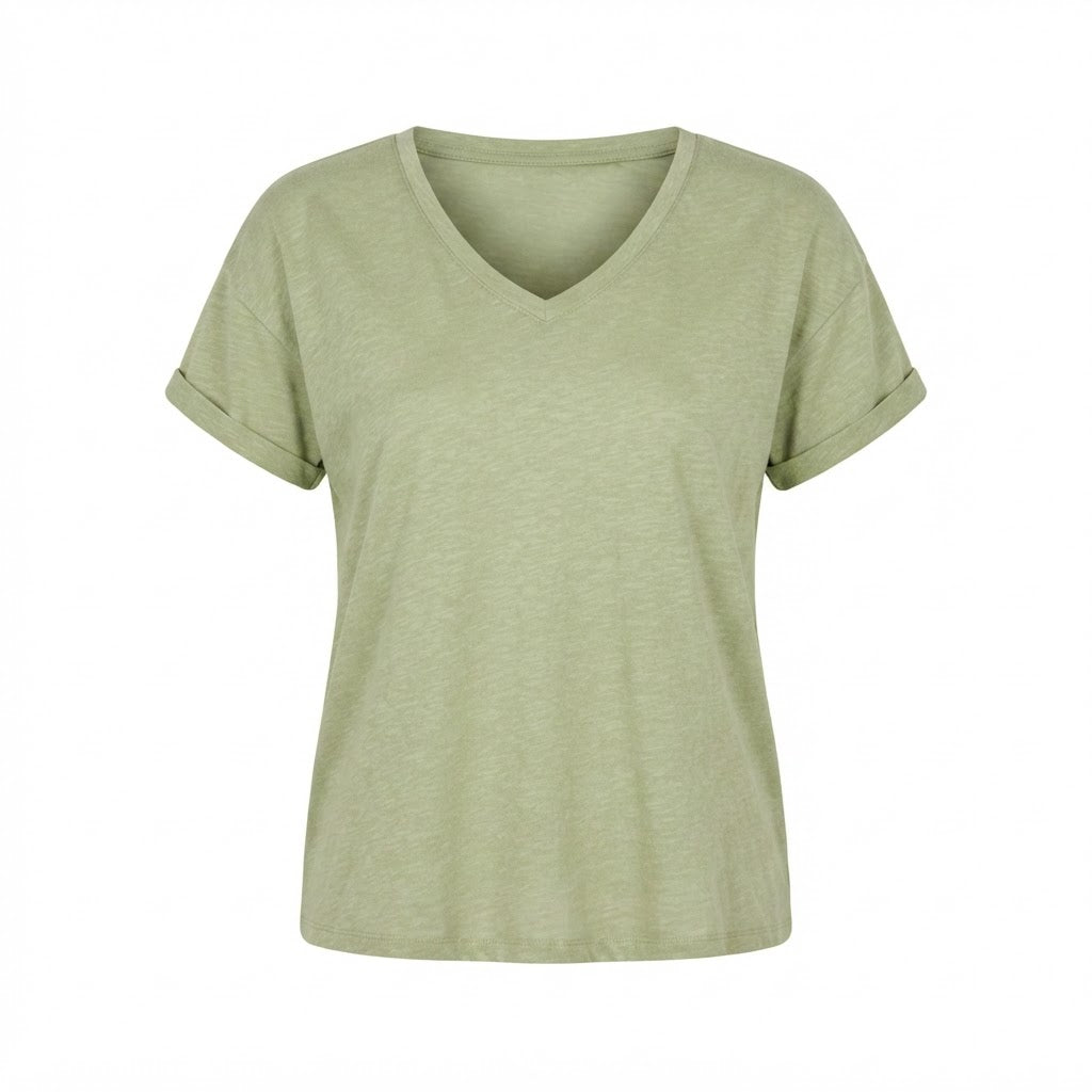 Women's Lime Green Relaxed V-Neck T-Shirt