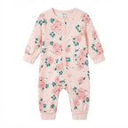 SHEIN Pale Blush Pink Floral Long-Sleeve Baby Romper