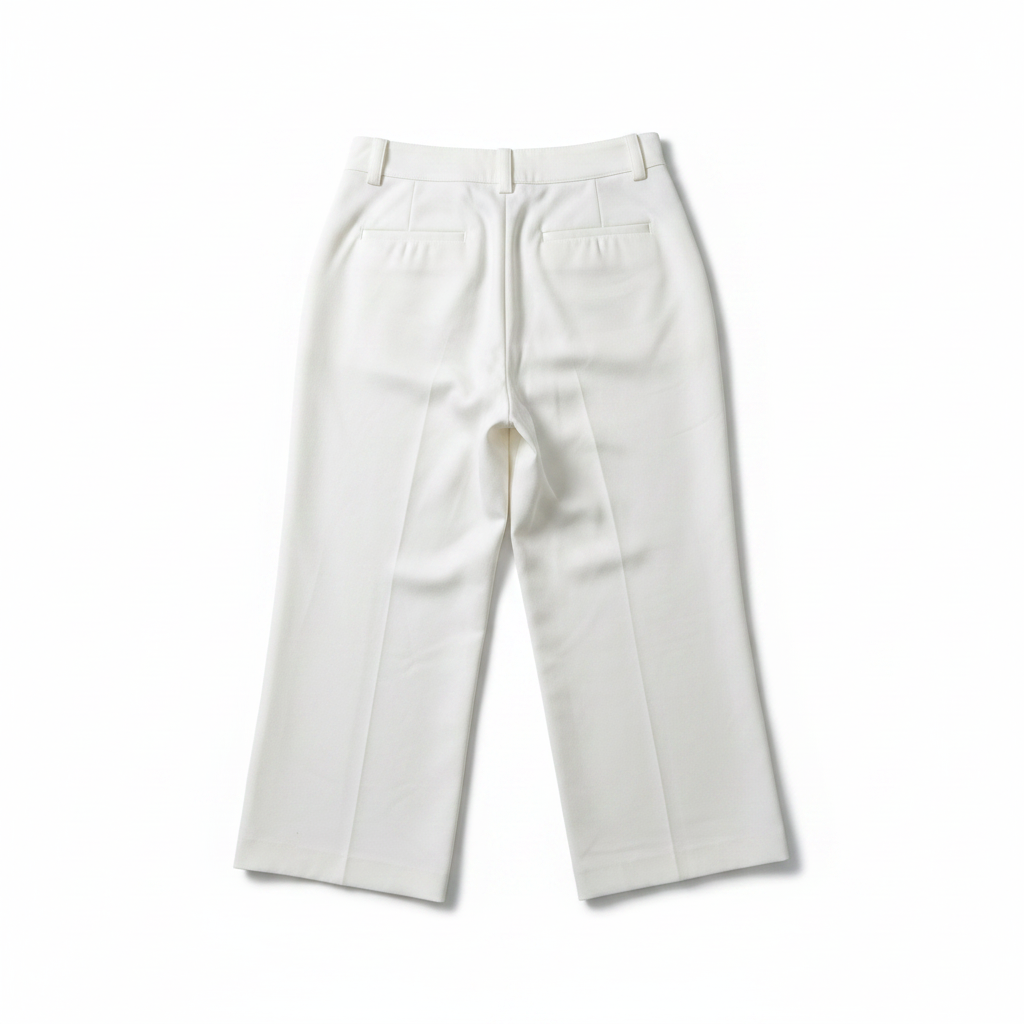 ZARA Women's White High-Waisted Wide-Leg Cropped Trousers
