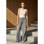 Mango Medium Grey Wide Leg Jeans with Curved Waistband