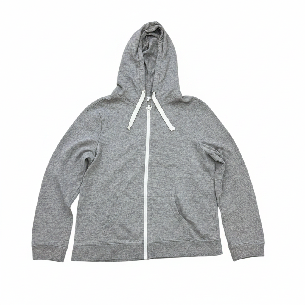 Men's Heather Grey Zip-Up Hoodie - Premium Pre-owned