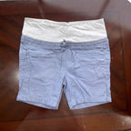 Cornflower Blue Maternity Shorts with Gray Jersey Band